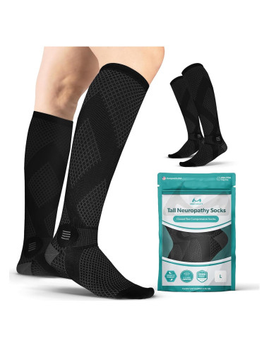 Calcetines de Compresión Altos BraceAbility 20-30 mmHg - Negro S