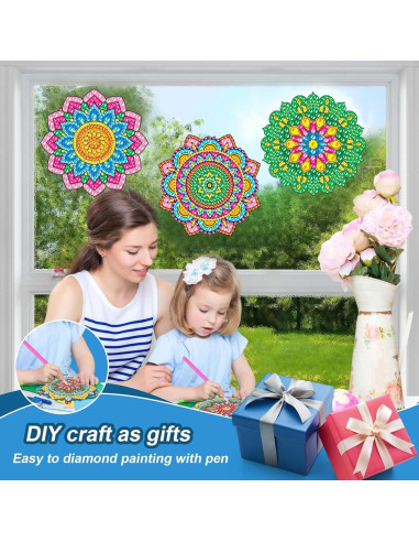 Kit de Arte de Diamante ACSAUMMY 6 Piezas Mandala para Ventanas