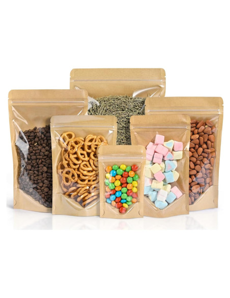 Bolsas de Pie Reutilizables FireKylin 100 Pcs 8.9x14 cm Kraft Bolsas de Pie Reutilizables FireKylin 100 Pcs 8.9x14 cm Kraft