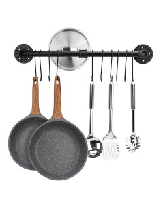 Estante Colgante para Ollas Toplife 60.2 cm Negro con 10 Ganchos