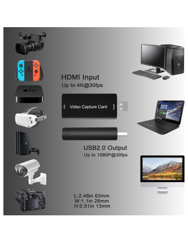 Tarjeta de Captura de Video HDMI 4K DiamondTiger USB 2.0