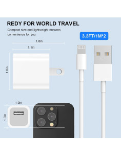 Cargador USB para iPhone 2Pack con Cable Lightning 1m 2