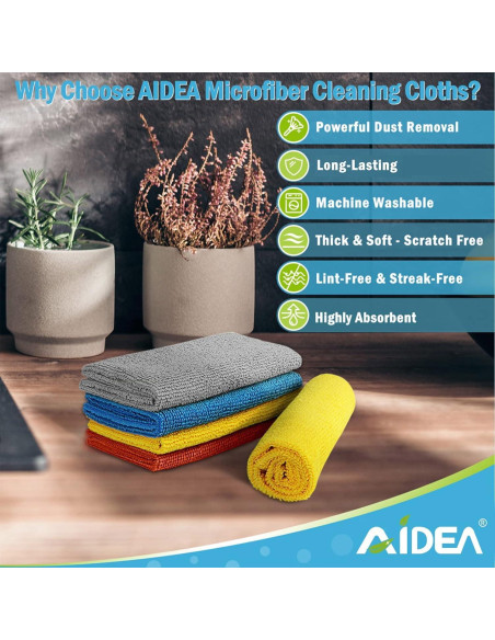 Paños de Microfibra AIDEA 8PK 30x30cm Suaves y Absorbentes Paños de Microfibra AIDEA 8PK 30x30cm Suaves y Absorbentes