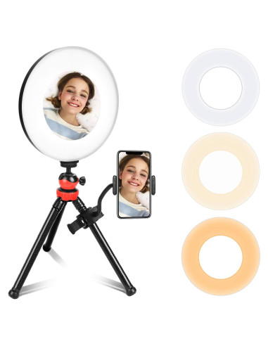 Luz de Anillo LED EMART 22.86 cm con Trípode y Espejo
