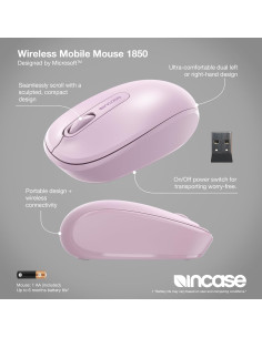 Mouse Inalámbrico Incase 1850 - Diseño Ergonómico Ambidiestro - Orquídea Clara 2