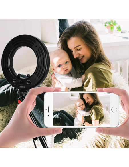 Luz de Anillo LED EMART 22.86 cm con Trípode y Espejo Luz de Anillo LED EMART 22.86 cm con Trípode y Espejo