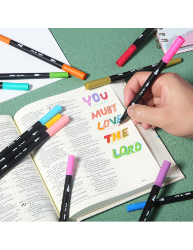 Marcadores de Pincel Doble Punta Mr. Pen 12 Colores Variados