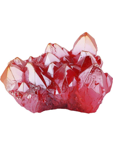 Geoda de Cristal de Roca Natural Recubierta de Titanio Rojo - Mookaitedecor