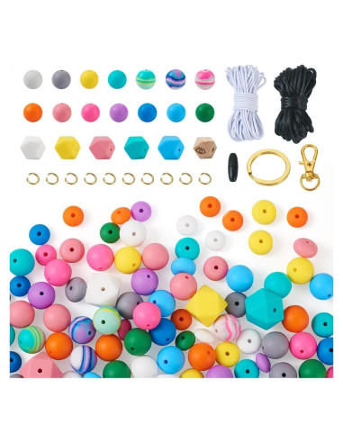 Kit de Cuentas de Silicona FASHEWELRY 122 Piezas 15mm