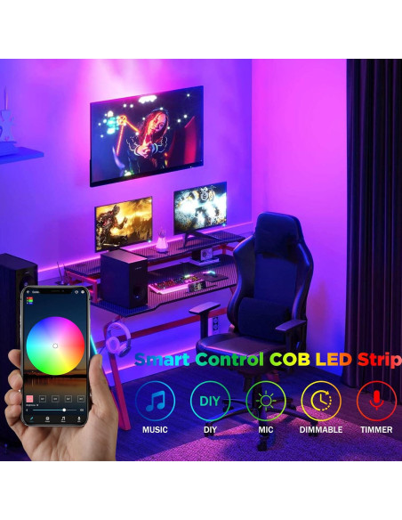 Tira de luces LED COB RGB QiGe 1.5m USB con control remoto