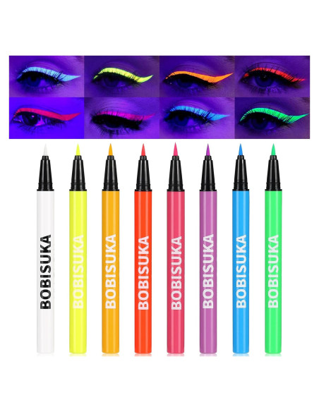 Set de Delineadores Líquidos UV Neón BOBISUKA 8 Colores Mate Set de Delineadores Líquidos UV Neón BOBISUKA 8 Colores Mate