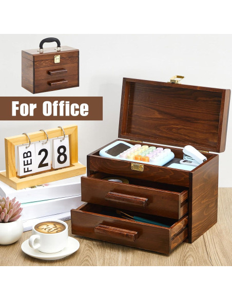 Mini caja de herramientas de madera Weysat 27.5x20.8x15 cm 2 cajones Mini caja de herramientas de madera Weysat 27.5x20.8x15 cm 2 cajones