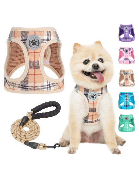 BEAUTYZOO Arnés y Correa para Perros Pequeños Beige XXS BEAUTYZOO Arnés y Correa para Perros Pequeños Beige XXS