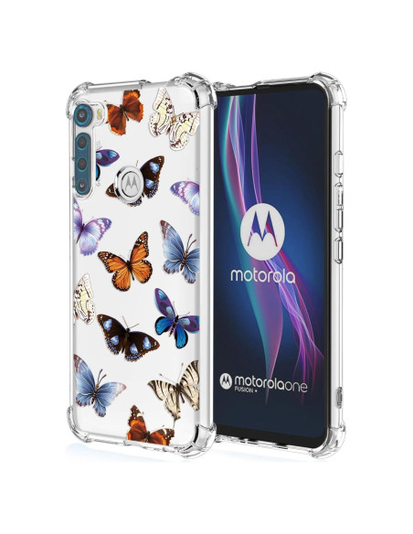 Funda TPU Moto One Fusion Plus - Flores y Mariposas Coloridas Funda TPU Moto One Fusion Plus - Flores y Mariposas Coloridas