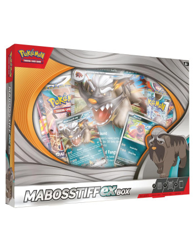 Caja Pokémon TCG Mabosstiff ex - 2 Cartas Foil + 4 Paquetes