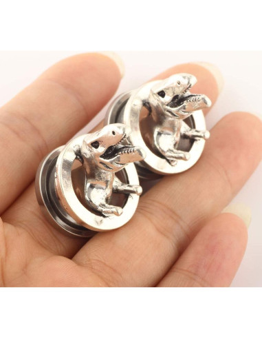 8 Pares Túneles de Oído Acero Inoxidable y Silicona 2g a 16mm