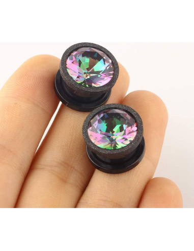 8 Pares Túneles de Oído Acero Inoxidable y Silicona 2g a 16mm