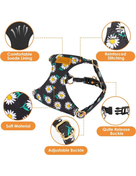 Arnés para Perros Sin Tirones SlowTon Floral Ajustable XXS Arnés para Perros Sin Tirones SlowTon Floral Ajustable XXS
