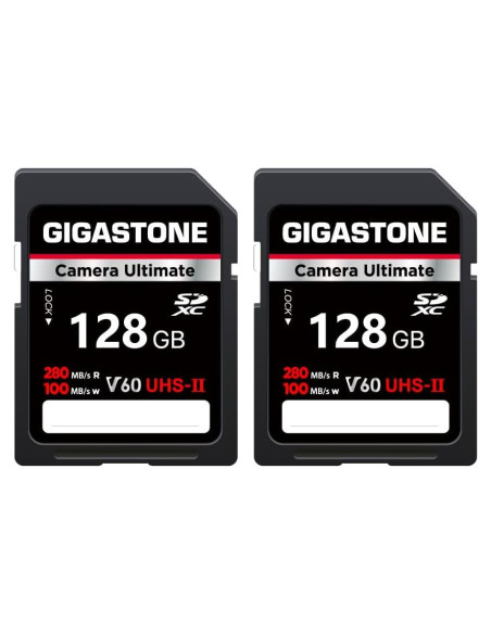 Tarjeta SD GIGASTONE 128GB UHS-II V60 Paquete de 2 Alta Velocidad Tarjeta SD GIGASTONE 128GB UHS-II V60 Paquete de 2 Alta Velocidad