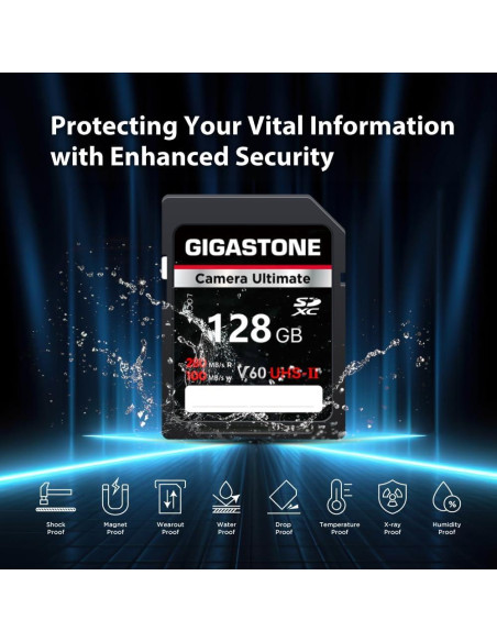 Tarjeta SD GIGASTONE 128GB UHS-II V60 Paquete de 2 Alta Velocidad Tarjeta SD GIGASTONE 128GB UHS-II V60 Paquete de 2 Alta Velocidad