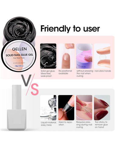 Pegamento de Uñas Sólido Gel Gellen 15g para Puntas Postizas