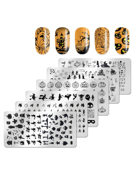 Kit de Estampado de Uñas Halloween JERCLITY 6 Piezas Kit de Estampado de Uñas Halloween JERCLITY 6 Piezas