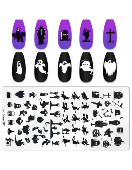 Kit de Estampado de Uñas Halloween JERCLITY 6 Piezas Kit de Estampado de Uñas Halloween JERCLITY 6 Piezas