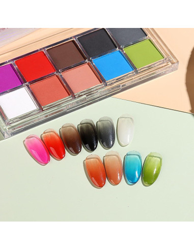 Juego de Polvo de Uñas Sólido SUTOKAKA 10 Colores Iridiscentes