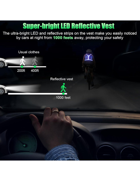 Chaleco Reflectante LED SAWNZC Ajustable para Correr y Ciclismo Chaleco Reflectante LED SAWNZC Ajustable para Correr y Ciclismo