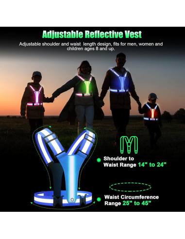 Chaleco Reflectante LED SAWNZC Ajustable para Correr y Ciclismo