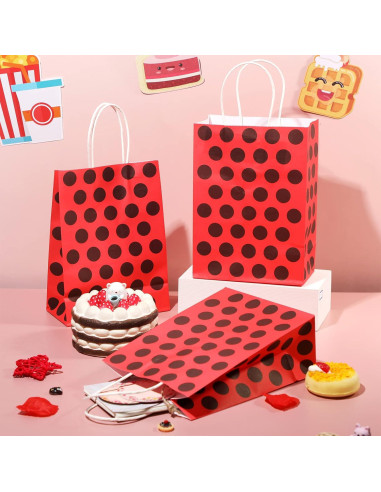 16 Bolsas de Regalo de Fiesta Mariquita Gersoniel 22x16 cm