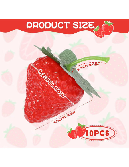 10 Fresas Artificiales de Plástico Hariendny para Decoración 10 Fresas Artificiales de Plástico Hariendny para Decoración