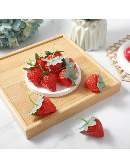 10 Fresas Artificiales de Plástico Hariendny para Decoración 10 Fresas Artificiales de Plástico Hariendny para Decoración