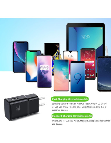 Cargador Rápido Adaptativo Qihop 3-Pack USB Negro
