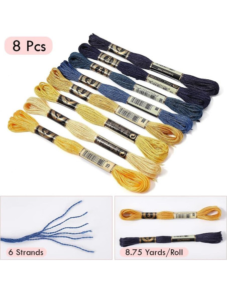 8 Madejas Hilo de Bordado CABODYALS 8 m 6 Hebras Negro Amarillo 8 Madejas Hilo de Bordado CABODYALS 8 m 6 Hebras Negro Amarillo