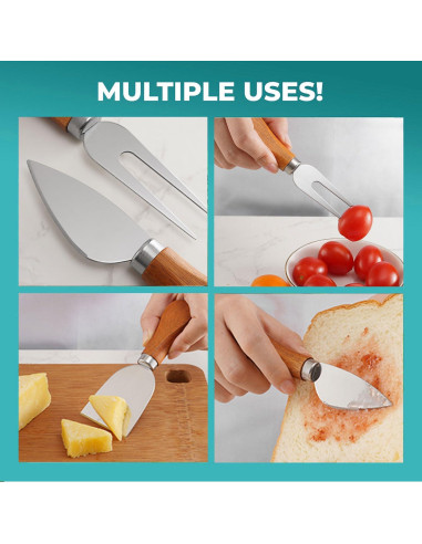 Juego de Cuchillos para Queso YUANQIAN 4 Piezas Acero Inoxidable