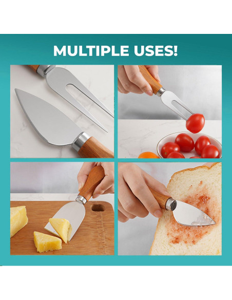 Juego de Cuchillos para Queso YUANQIAN 4 Piezas Acero Inoxidable Juego de Cuchillos para Queso YUANQIAN 4 Piezas Acero Inoxidable