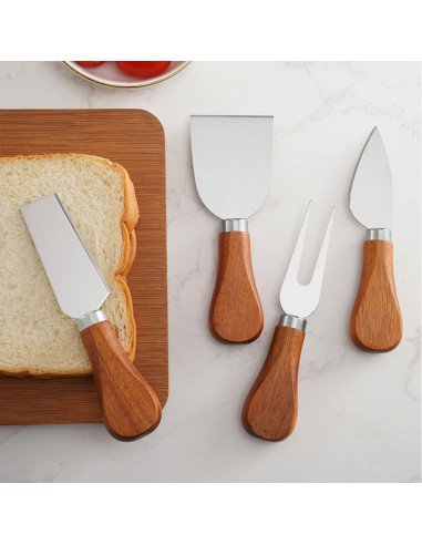 Juego de Cuchillos para Queso YUANQIAN 4 Piezas Acero Inoxidable