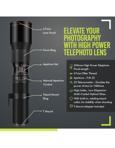 Teleobjetivo Manual 500mm/1000mm f/8 BM Premium para Canon EOS R 2