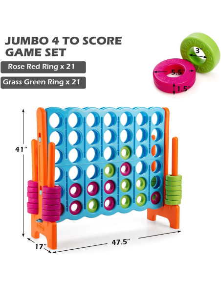 Juego Gigante 4 en Raya COSTWAY Azul Bebé 1.07m para Niños y Adultos Juego Gigante 4 en Raya COSTWAY Azul Bebé 1.07m para Niños y Adultos