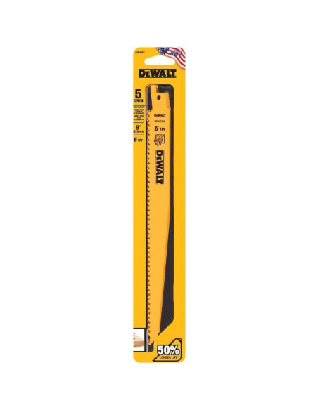 Hojas de Sierra Recíproca DEWALT DW4803 Bi-Metal 22.86 cm 6-TPI Hojas de Sierra Recíproca DEWALT DW4803 Bi-Metal 22.86 cm 6-TPI