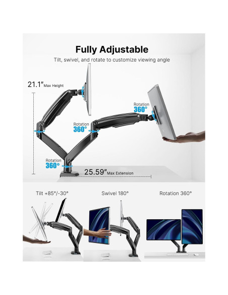 Soporte Doble para Monitor HUANUO HNDS7 Ajustable 13-40" Soporte Doble para Monitor HUANUO HNDS7 Ajustable 13-40"