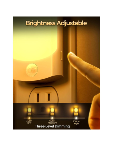 Luz Nocturna Enchufable DORESshop Amarillo Ámbar 2Pack 30/60/100LM Luz Nocturna Enchufable DORESshop Amarillo Ámbar 2Pack 30/60/100LM