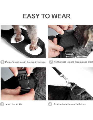 Arnés para Perros Pequeños PetiFine XXXS Negro - Malla Transpirable