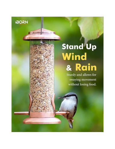 Comedero para Aves Colgante iBorn Cobre 400g 2 Puertos