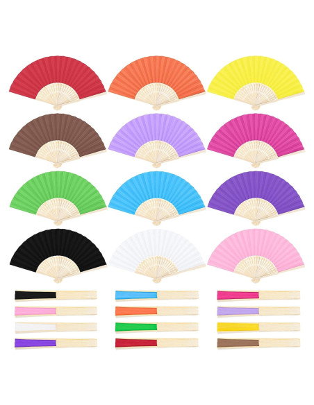 Aneco 24 Abanicos Plegables de Papel y Bambú Multicolor Aneco 24 Abanicos Plegables de Papel y Bambú Multicolor