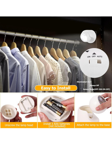 Luces de Sensor de Movimiento LemonBest - 2 Paquetes Inalámbricas
