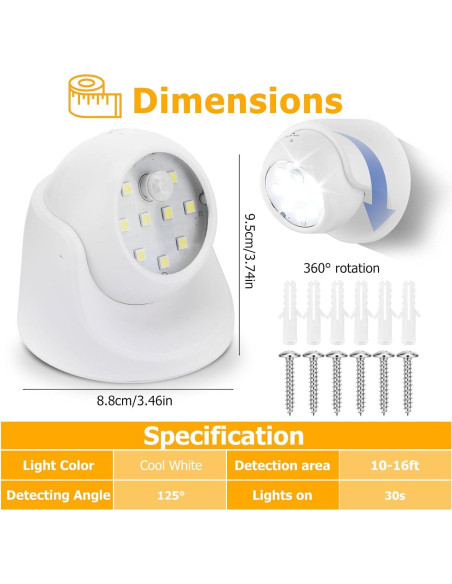 Luces de Sensor de Movimiento LemonBest - 2 Paquetes Inalámbricas Luces de Sensor de Movimiento LemonBest - 2 Paquetes Inalámbricas