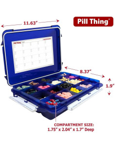 Caja de Pastillas Grande Pill Thing 20 Compartimentos Azul Cobalto 2