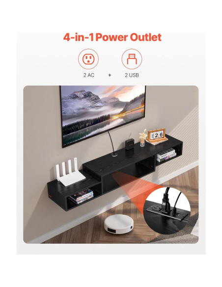 Soporte de TV Flotante VEVOR 150 cm con Salidas de Energía y USB Soporte de TV Flotante VEVOR 150 cm con Salidas de Energía y USB